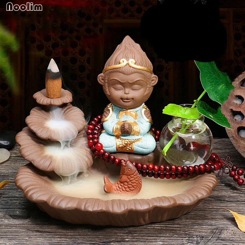 NOOLIM Monkey King Backflow Incense Burner Tea Pet Ceramic Aromatherapy Furnace Home Decor Incense Holder With Scindapsus Vase
NOOLIM Monkey King Backflow Incense Burner Tea Pet Ceramic Aromatherapy Furnace Home Decor Incense Holder With Scindapsus Vase