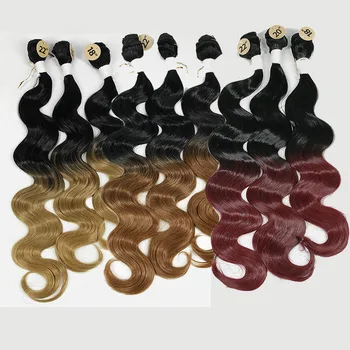Eunice Heat Resistant High Temperature Fiber 4Pcs/Lot 16 18 20 Inch Body Wave Ombre Hair Bundles Synthetic Weave With Closure
Eunice Heat Resistant High Temperature Fiber 4Pcs/Lot 16 18 20 Inch Body Wave Ombre Hair Bundles Synthetic Weave With Closure
