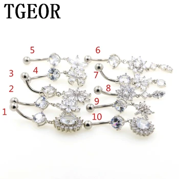 free shipping wholesale 16G 6pcs dangle flower gem Cubic CZ Zircon charm Stainless Steel navel piercing belly button ring
free shipping wholesale 16G 6pcs dangle flower gem Cubic CZ Zircon charm Stainless Steel navel piercing belly button ring