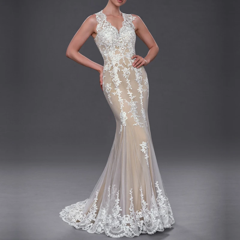 vestidos de novia 2019 Sexy Sheer Back Lace Applique Mermaid Wedding Dress Sweep Train Wedding Gowns Robe De Mariage HS011
vestidos de novia 2019 Sexy Sheer Back Lace Applique Mermaid Wedding Dress Sweep Train Wedding Gowns Robe De Mariage HS011