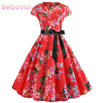 Bebovizi Women 2019 Summer New Style Flower Print Vintage Plus Size Short Red Vestidos Casual Office Elegant Retro Bandage Dress
Bebovizi Women 2019 Summer New Style Flower Print Vintage Plus Size Short Red Vestidos Casual Office Elegant Retro Bandage Dress