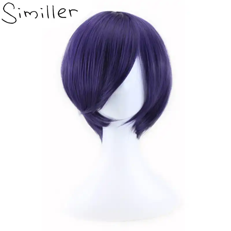 Similler 12 Straight Cosplay Wig Purple Short Synthetic Hair For