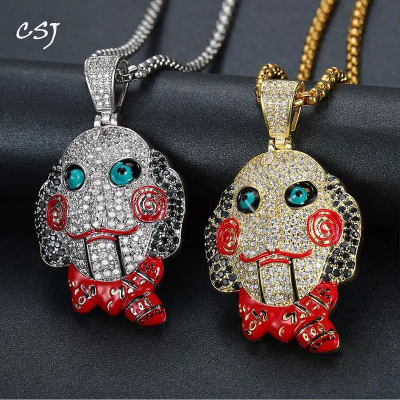CSJ Hip Hop Creepy Clown Necklace Pendant Iced Out CZ Creepy Puppet Halloween Puppet Pendant Charm Hip Hop/Punk Jewelry
CSJ Hip Hop Creepy Clown Necklace Pendant Iced Out CZ Creepy Puppet Halloween Puppet Pendant Charm Hip Hop/Punk Jewelry