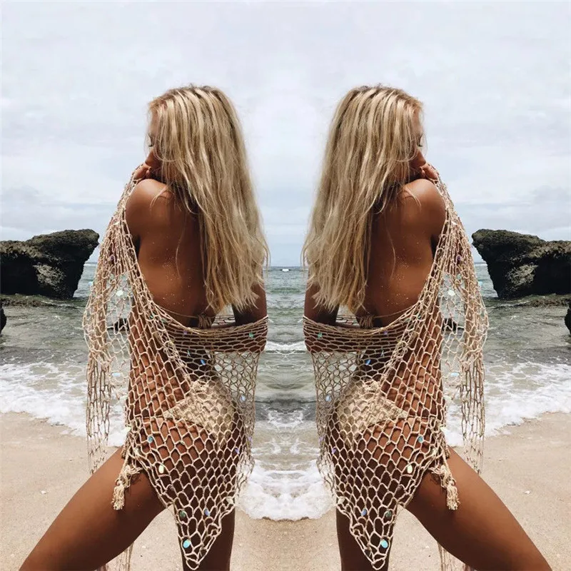 2019 Sexy Women Sequin Fishnet Crochet Capes Mesh Beach Style Cover Up Summer Sexy Coat
2019 Sexy Women Sequin Fishnet Crochet Capes Mesh Beach Style Cover Up Summer Sexy Coat