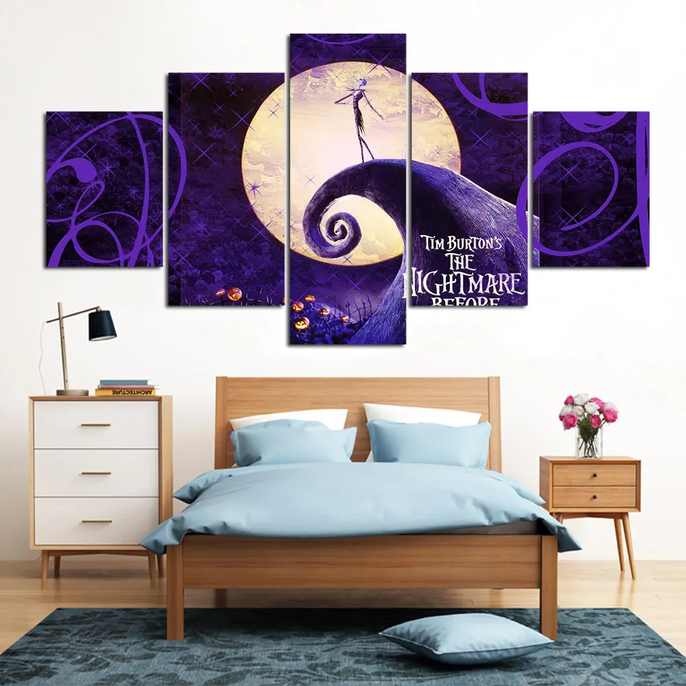 

5 Pieces Canvas The Nightmare Before Christmas Modular Pictures 5 panel Canvas painting Wall Art poster and prints NY-7605B