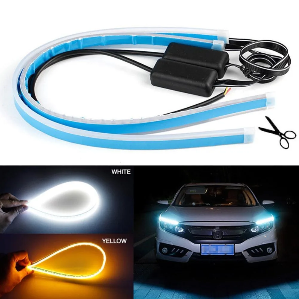 60CM Slim Amber Sequential Flexible LED DRL Turn Signal Strip for Headlight Daytime Running Light + Yellow Turn Signal Lamp 12V
60CM Slim Amber Sequential Flexible LED DRL Turn Signal Strip for Headlight Daytime Running Light + Yellow Turn Signal Lamp 12V