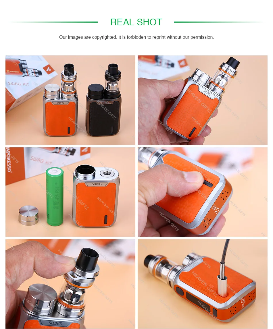 Original 80W Vaporesso Swag TC Kit with NRG SE Tank 2ml & 3.5ml Tank Max Output 80W No 18650 Battery Vape Kit