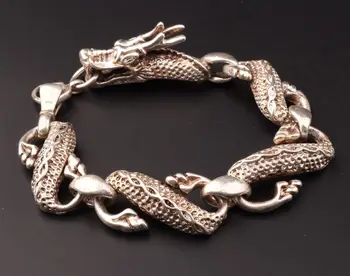 Chinese Collection Tibetan Silver Carving Animal Dragon Safe And Good Luck Statue Bracelets Jewelry 
Chinese Collection Tibetan Silver Carving Animal Dragon Safe And Good Luck Statue Bracelets Jewelry