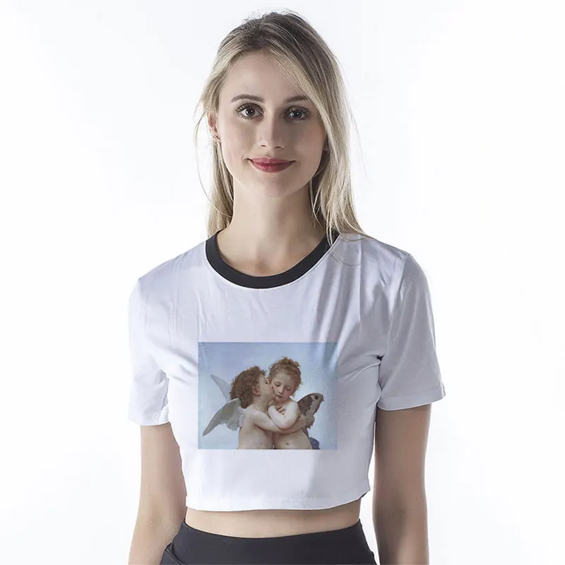 Sexy Tshirt Crop Top Women Fashion Michelangelo Sistina Kiss Angel Top Art Printed Angel Shirt O-neck Casual Tees Cropped Tumblr
Sexy Tshirt Crop Top Women Fashion Michelangelo Sistina Kiss Angel Top Art Printed Angel Shirt O-neck Casual Tees Cropped Tumblr