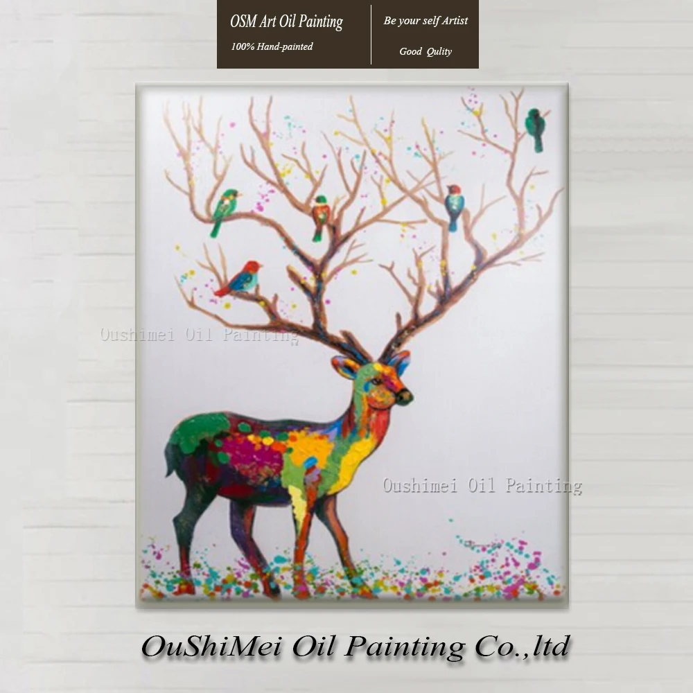Beautiful Colorful Deer 100% Handmade Oil Painting On Canvas Animals Paintings for Home Decor Modern Birds of Antlers Landscape
Beautiful Colorful Deer 100% Handmade Oil Painting On Canvas Animals Paintings for Home Decor Modern Birds of Antlers Landscape