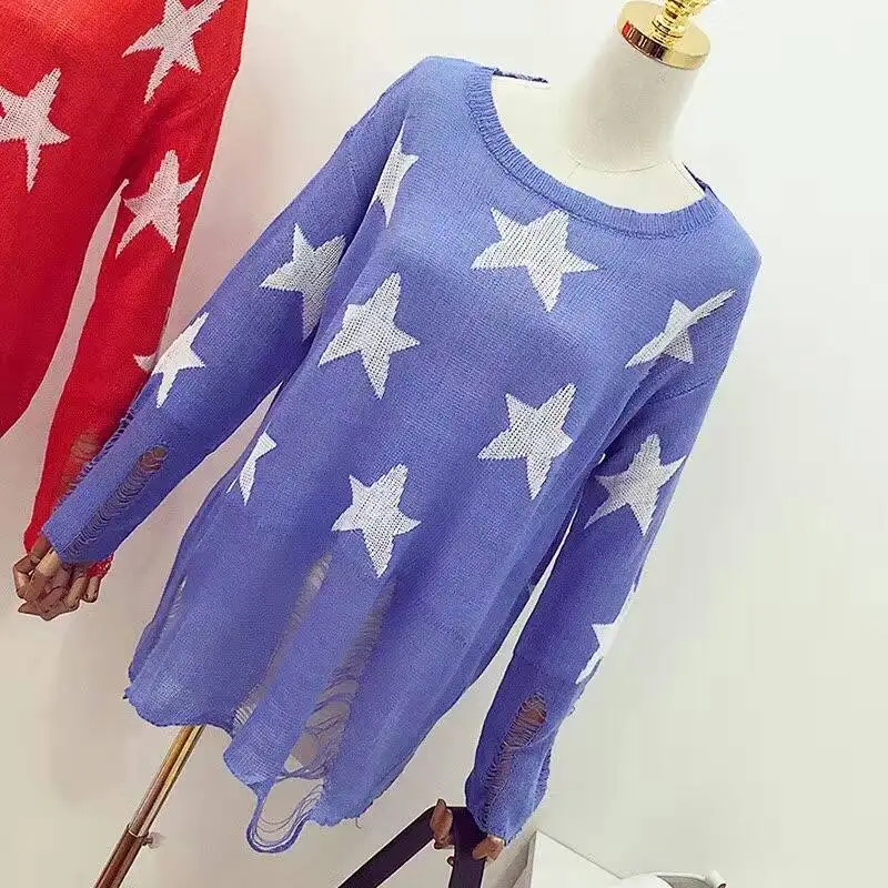 spring Long Sleeve Lovely Female Star Pullovers Fashion Loose Black ripped sweater Holes Hipster cute thin sweaters Outwear Tops
spring Long Sleeve Lovely Female Star Pullovers Fashion Loose Black ripped sweater Holes Hipster cute thin sweaters Outwear Tops