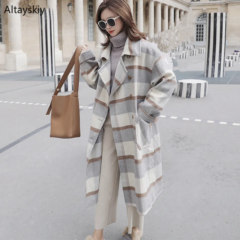 Blends Women Thick 2019 Trendy Loose Long Coat Kkorean Style Chic Womens Double Breasted Elegant Casual Female Plaid Retro Warm
Blends Women Thick 2019 Trendy Loose Long Coat Kkorean Style Chic Womens Double Breasted Elegant Casual Female Plaid Retro Warm
