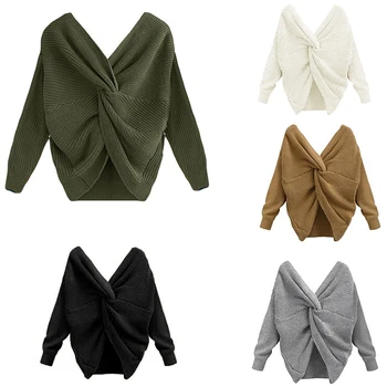 New Spring Women Crossed Knotted Back Sexy Sweater Women V-Neck Sexy Open Back Cross Knotting Long Sleeve Sweater Pullovers
New Spring Women Crossed Knotted Back Sexy Sweater Women V-Neck Sexy Open Back Cross Knotting Long Sleeve Sweater Pullovers