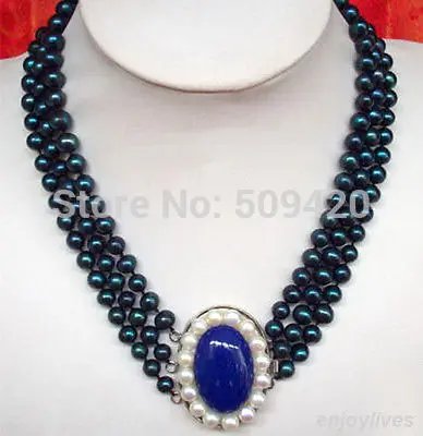 Free Shipping >>3 Rows Real Black Pearl & Lapis Lazuli White Pearl Clasp Pendant Necklace
Free Shipping >>3 Rows Real Black Pearl & Lapis Lazuli White Pearl Clasp Pendant Necklace