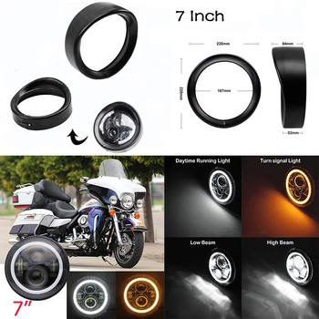 7" LED Headlights High Low Beam Light Halo Angle Eyes DRL Headlamp + 7''Visor Style Headlamp Trim Ring for Softail Touring Model
7" LED Headlights High Low Beam Light Halo Angle Eyes DRL Headlamp + 7''Visor Style Headlamp Trim Ring for Softail Touring Model