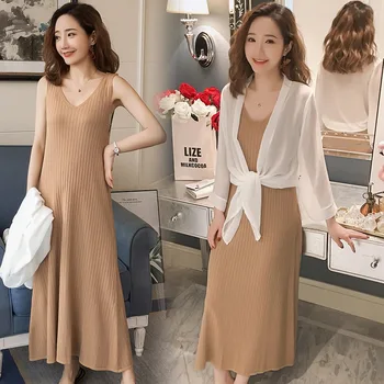 Maternity wear new spring dress knit vest dress sun protection clothing two-piece set women pregnant dress maternity dress
Maternity wear new spring dress knit vest dress sun protection clothing two-piece set women pregnant dress maternity dress
