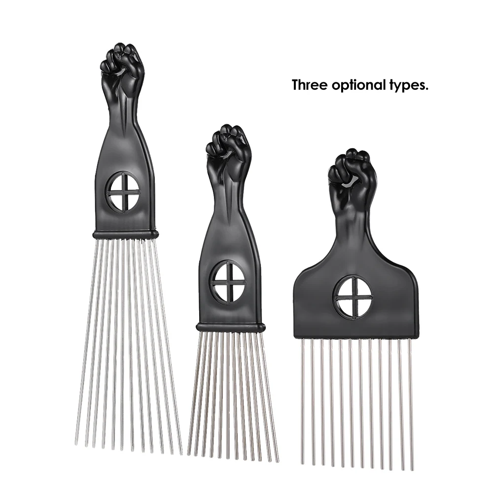 Wide Teeth Metal Afro Comb Insert Curly Hairbrush Hair Fork Pick Comb Fist Shape Handle Hairdressing Brush Styling Tool
Wide Teeth Metal Afro Comb Insert Curly Hairbrush Hair Fork Pick Comb Fist Shape Handle Hairdressing Brush Styling Tool