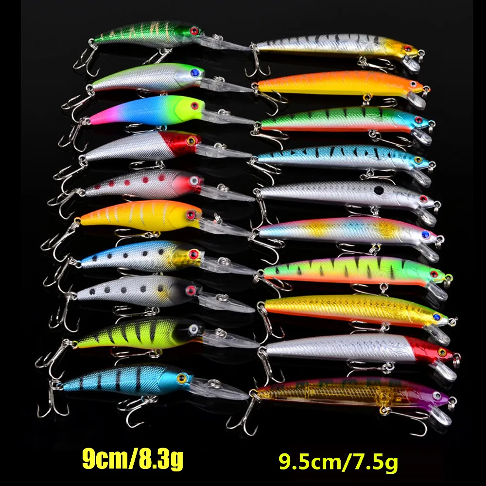 Hot 20pcs/lot fishing lure Set Mixed 2 models fishing tackle 20 color Minnow lure Crank Lures Mix fishing bait
Hot 20pcs/lot fishing lure Set Mixed 2 models fishing tackle 20 color Minnow lure Crank Lures Mix fishing bait