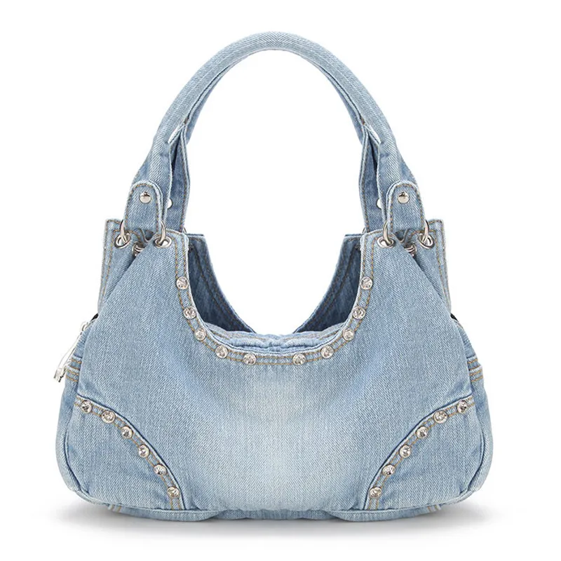 Fashion Women Denim Bag 2018 Women Tote Bags Diamond Rivet Jeans Women's High quality Handbags Women's Shoulder Bag fashion Tote
Fashion Women Denim Bag 2018 Women Tote Bags Diamond Rivet Jeans Women's High quality Handbags Women's Shoulder Bag fashion Tote