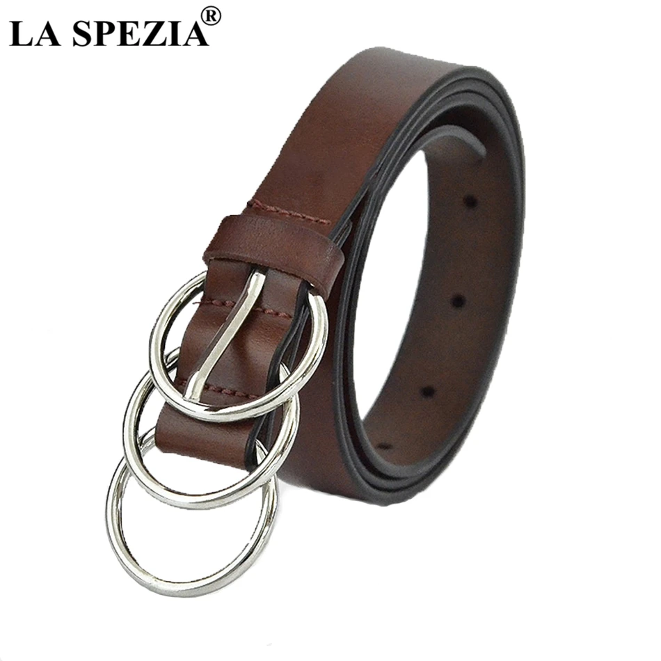 LA SPEZIA Triple Ring Belt Women Genuine Leather Pin Round Buckle Brown Female Waist Belt Cowhide Leather Ladies Belt Black 2020
LA SPEZIA Triple Ring Belt Women Genuine Leather Pin Round Buckle Brown Female Waist Belt Cowhide Leather Ladies Belt Black 2020