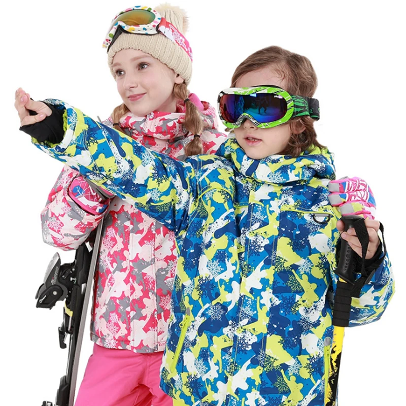 Фото Детский Зимний лыжный костюм ветрозащитная Лыжная куртка 5000 + штаны детская