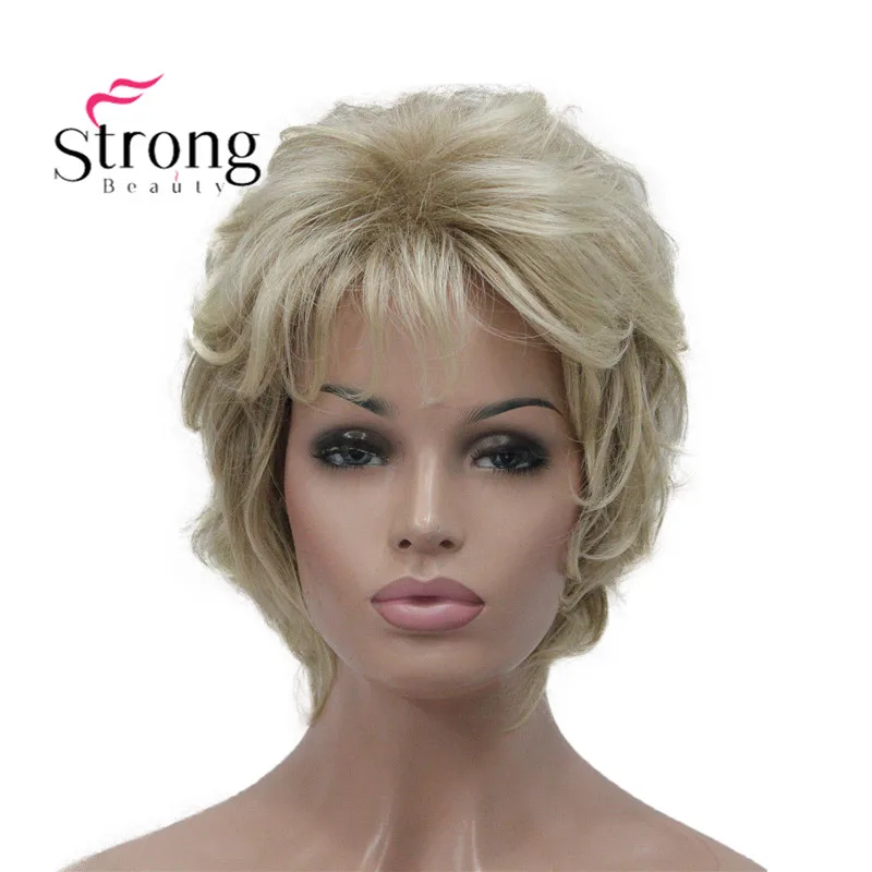 

StrongBeauty Blonde Short Soft Shaggy Layered Cute Wavy Short Synthetic Women's daily full Wig