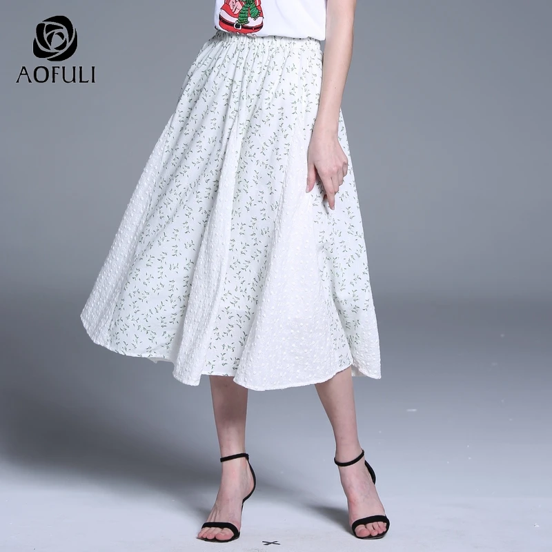 AOFULI S~ XXXL 4XL Plus size A-line summer midi skirt 2019 floral printing stitching elastic waist mid-calf length skirt A3939
AOFULI S~ XXXL 4XL Plus size A-line summer midi skirt 2019 floral printing stitching elastic waist mid-calf length skirt A3939
