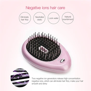 

Ionic Electric Hair Straightener Comb Negative ion Anti-static Hair Brush Portable Battery Powered Vibration Head Massage Device