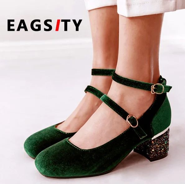 EAGSITY Velvet pumps Mary Jane shoes women block heels ankle strap sequined square heel ladies high heel shoes dancing party
EAGSITY Velvet pumps Mary Jane shoes women block heels ankle strap sequined square heel ladies high heel shoes dancing party