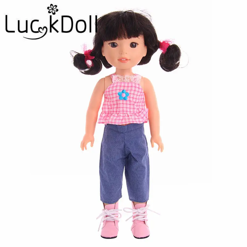 LUCKDOLL Lace Stitching Halter Tops + Jeans Fit For 14.5 Inch Doll Wellie Wishers Doll Accessories for Doll
LUCKDOLL Lace Stitching Halter Tops + Jeans Fit For 14.5 Inch Doll Wellie Wishers Doll Accessories for Doll