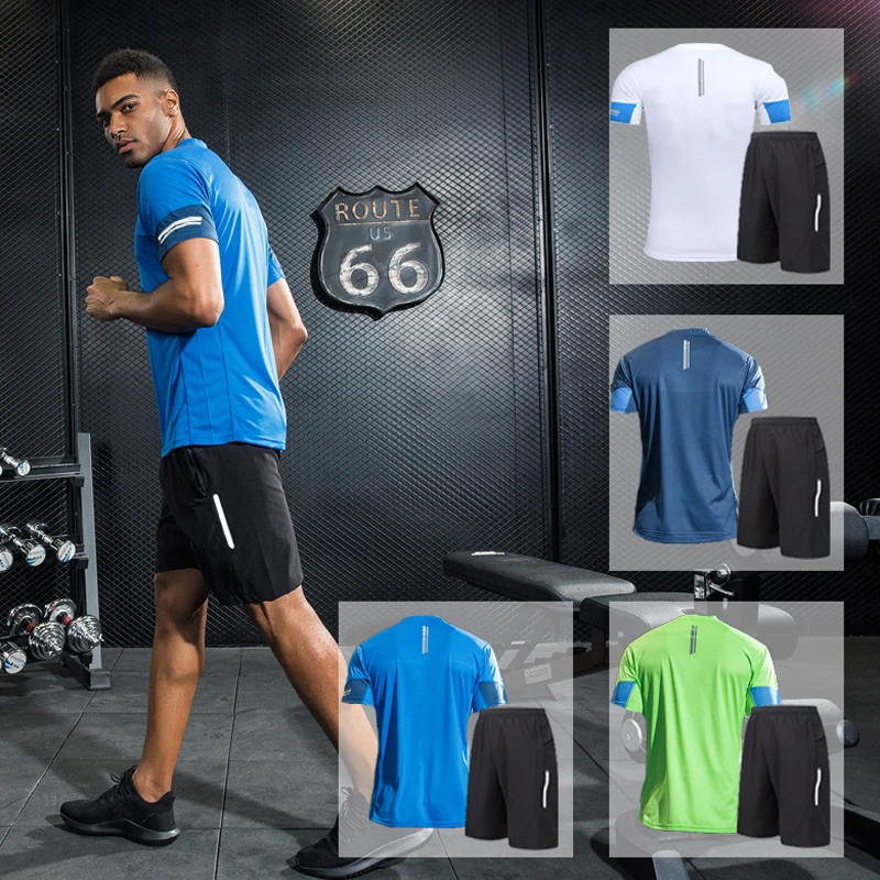 Training Set Men Summer Breathable Solid Color Sportsman Wear Running Suit Basketball Soccer T-shirt +Shorts S-XXL Fitness Mens
Training Set Men Summer Breathable Solid Color Sportsman Wear Running Suit Basketball Soccer T-shirt +Shorts S-XXL Fitness Mens