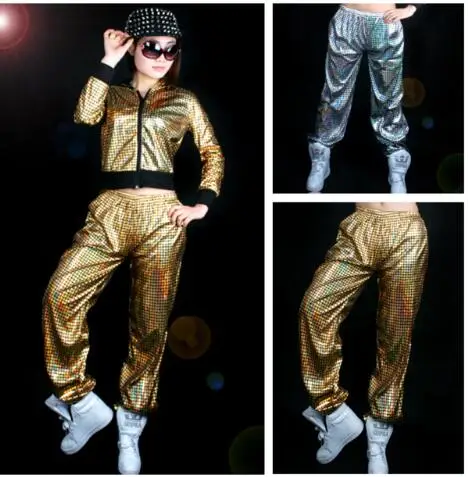 Adult Kids Paillette Costumes Laser Reflective Sequins Jazz Glossy Gold Silver plaid loose joggers Harem Hip Hop Dance Pants
Adult Kids Paillette Costumes Laser Reflective Sequins Jazz Glossy Gold Silver plaid loose joggers Harem Hip Hop Dance Pants