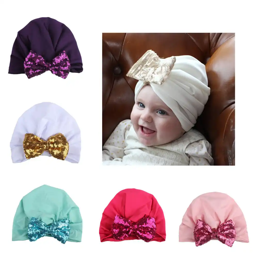 cute newborn baby infant toddler girls bow flower soft hospital