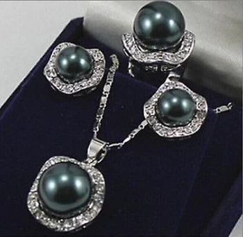 Fashion jewelry Silver Black Shell Pearl Pendant Earring Ring Set AAA style 100% Natural
Fashion jewelry Silver Black Shell Pearl Pendant Earring Ring Set AAA style 100% Natural