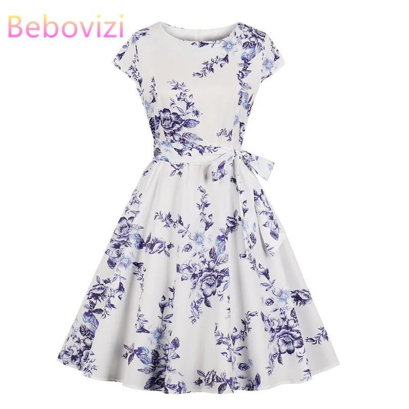 Bebovizi 2019 Summer Clothes Flower Print 50s Vintage Sexy Party Dresses Elegant Women A-Line Casual Office Short Bandage Dress
Bebovizi 2019 Summer Clothes Flower Print 50s Vintage Sexy Party Dresses Elegant Women A-Line Casual Office Short Bandage Dress