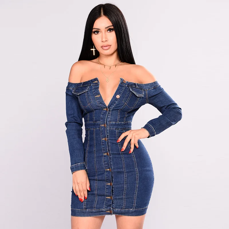 European and American hot selling word shoulder tight hip sexy cowboy lady dress
European and American hot selling word shoulder tight hip sexy cowboy lady dress