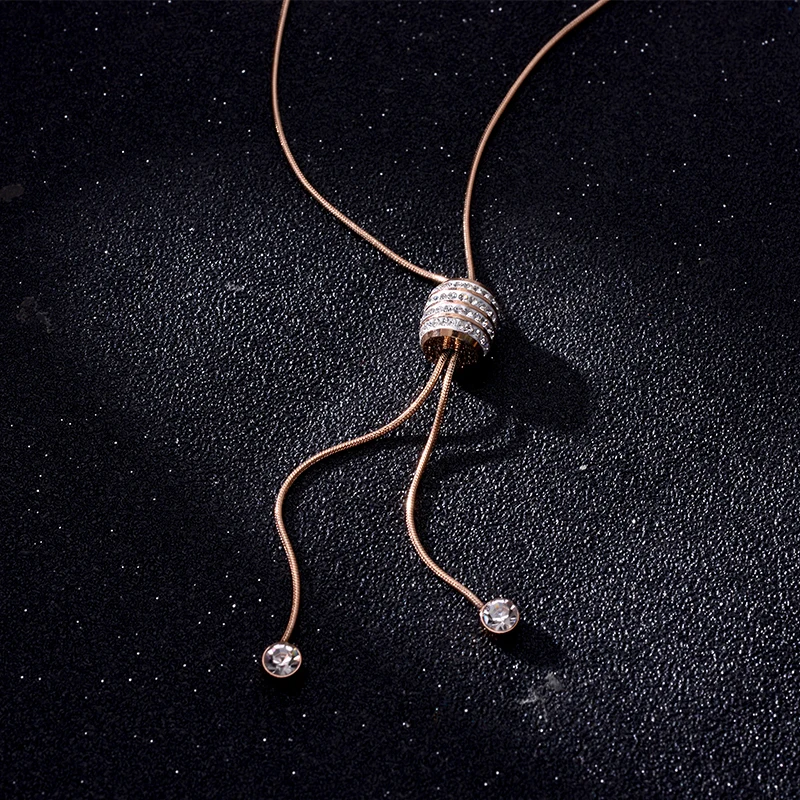 YUN RUO Fashion Crystal Tassel Pendant Necklace Chic Rose Gold Color Titanium Steel Jewelry Woman Birthday Gift Hypoallergenic
YUN RUO Fashion Crystal Tassel Pendant Necklace Chic Rose Gold Color Titanium Steel Jewelry Woman Birthday Gift Hypoallergenic
