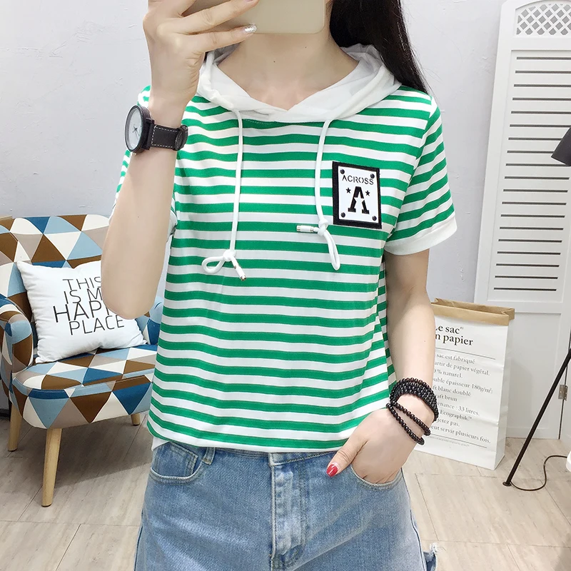 New 2009 Summer Short-sleeved T-shirt Women Korean Version Pure Cotton Stripes Loose 100-lap Cap T-shirt Top
New 2009 Summer Short-sleeved T-shirt Women Korean Version Pure Cotton Stripes Loose 100-lap Cap T-shirt Top