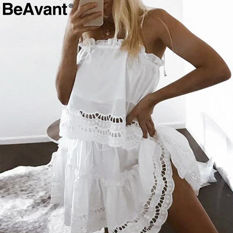 BeAvant Vintage hollow out summer dress women Elegant spaghetti straps ruffled female sundress High waist ladies cotton dresses
BeAvant Vintage hollow out summer dress women Elegant spaghetti straps ruffled female sundress High waist ladies cotton dresses