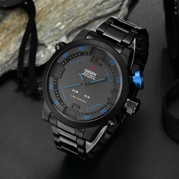 Famous brand OHSEN digital quartz mens blue fashion wristwatches black full steel band 30M waterproof LED military sport watches
Famous brand OHSEN digital quartz mens blue fashion wristwatches black full steel band 30M waterproof LED military sport watches