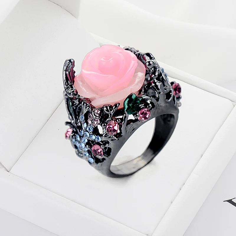Vintage Black Alloy Ring Peony Rose Flower Tree Vine Lizard Handmade Jewelry Resin Crystal Beaded Colorful Rainbow Ring
Vintage Black Alloy Ring Peony Rose Flower Tree Vine Lizard Handmade Jewelry Resin Crystal Beaded Colorful Rainbow Ring