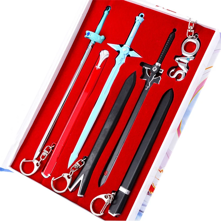 Anime SAO Sword Art Online Kirito Asuna Cosplay Sword Weapon Keychain Necklace Figure Pendants Set+Box
Anime SAO Sword Art Online Kirito Asuna Cosplay Sword Weapon Keychain Necklace Figure Pendants Set+Box