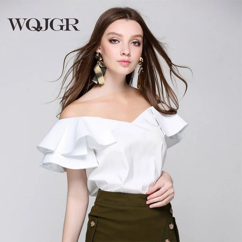 WQJGR 2017 Sexy Blusas Women V Neck Split Joint Jacket Woman Self-cultivation Thin Lotus Leaf Edge Short Sleeve Shirt
WQJGR 2017 Sexy Blusas Women V Neck Split Joint Jacket Woman Self-cultivation Thin Lotus Leaf Edge Short Sleeve Shirt