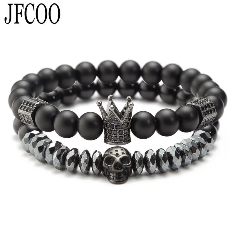 8mm Crown King Charm Bracelet for Men Women Black Matte Onyx Stone Beads Skull Bracelets Jewelry Dropshipping
8mm Crown King Charm Bracelet for Men Women Black Matte Onyx Stone Beads Skull Bracelets Jewelry Dropshipping