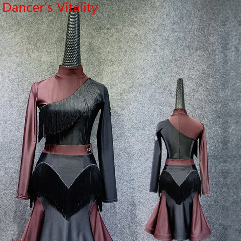 Adult Latin Practice Costume Color Blocking Long Sleeves Top Fishbone Big Swing Skirt Rumba Samba Cha Cha Dance Wear Garments
Adult Latin Practice Costume Color Blocking Long Sleeves Top Fishbone Big Swing Skirt Rumba Samba Cha Cha Dance Wear Garments