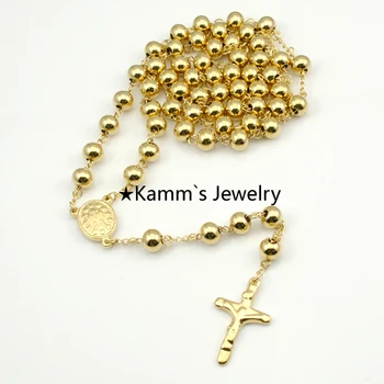Gold Plating Rosary 8mm Beads 73cm chain Religious 316L Stainless Steel Necklace Womens Mens Hot Fashion Jewelry Wholesale KN080
Gold Plating Rosary 8mm Beads 73cm chain Religious 316L Stainless Steel Necklace Womens Mens Hot Fashion Jewelry Wholesale KN080