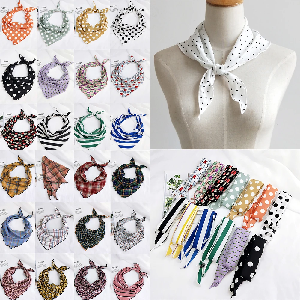33*85cm Small Silk Scarf Striped Polka Dot Print Head Neck Hair Tie Band Women Girls Elegant Soft Triangle Neckerchief Scarves
33*85cm Small Silk Scarf Striped Polka Dot Print Head Neck Hair Tie Band Women Girls Elegant Soft Triangle Neckerchief Scarves