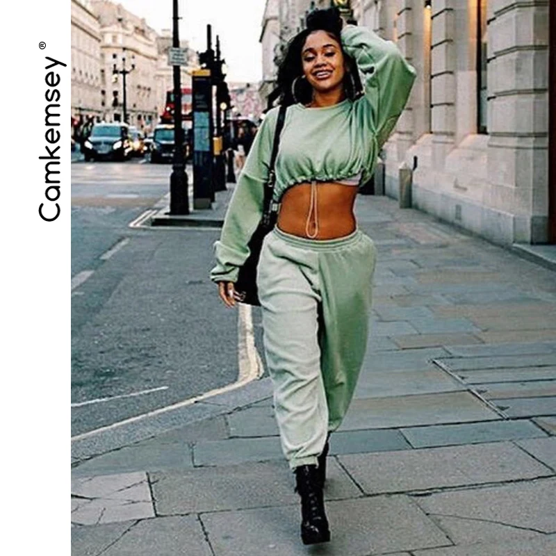 CamKemsey Women Street 2 piece Sets Clothing 2019 Spring Autumn Casual Cropped Hoodies With Loose Joggers Sweatpants Sets
CamKemsey Women Street 2 piece Sets Clothing 2019 Spring Autumn Casual Cropped Hoodies With Loose Joggers Sweatpants Sets
