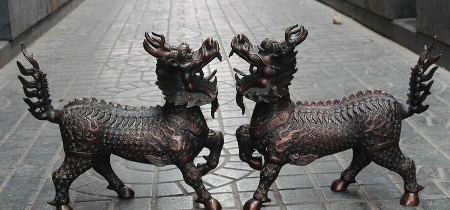 JP S62 18" Chinese Fengshui Bronze Dragon Pixiu Unicorn Beast Kylin Animal Statue Pair
JP S62 18" Chinese Fengshui Bronze Dragon Pixiu Unicorn Beast Kylin Animal Statue Pair