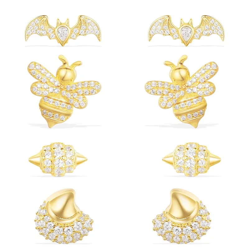 Fashion Charm 100% Sterling Silver Original 1:1 High Quality Golden Series Bat Bees Small Stud Earrings Women Jewelry Free Mail
Fashion Charm 100% Sterling Silver Original 1:1 High Quality Golden Series Bat Bees Small Stud Earrings Women Jewelry Free Mail